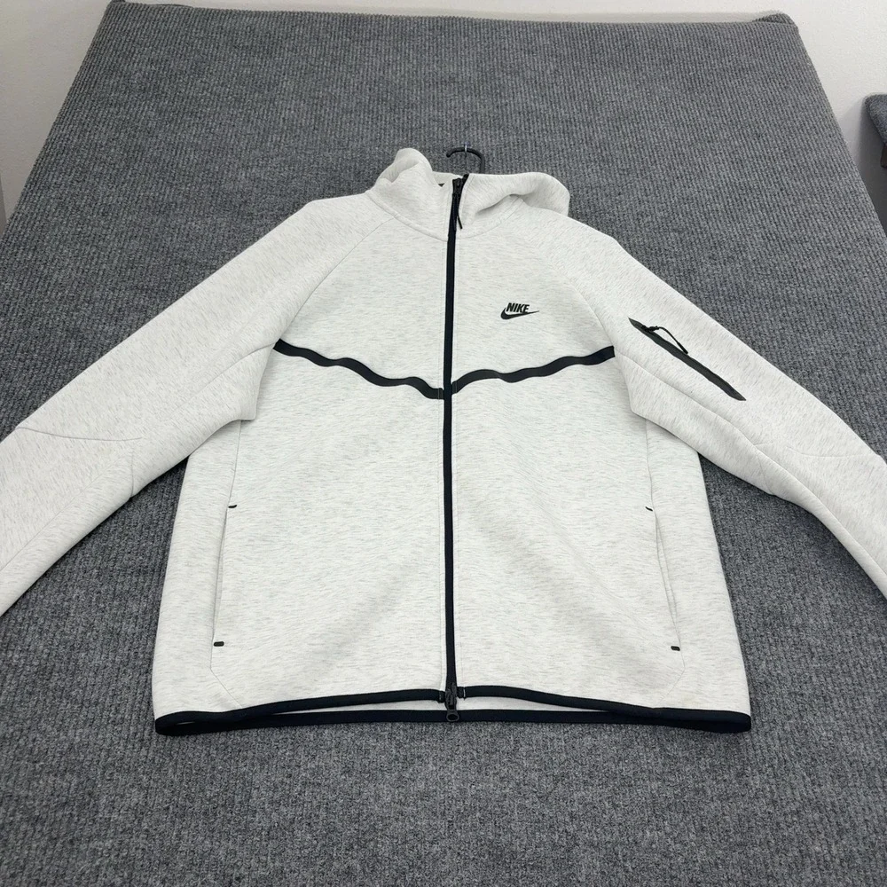 Nike Full Zip Hoodie Mens L Grey Cotton Polyester Tech Fleece Sportswear Street